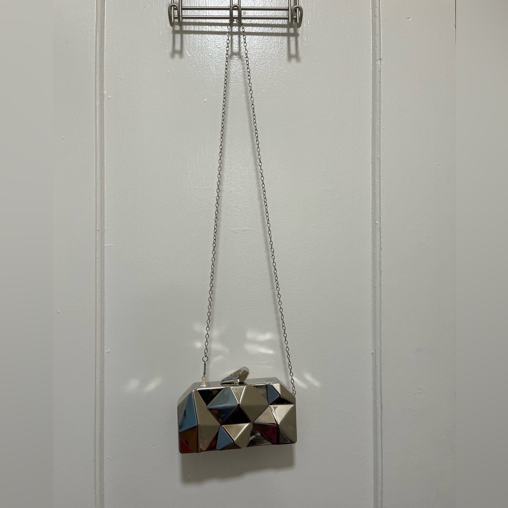 Chrome/Silver Abstract Structured Crossbody Purse… - image 2